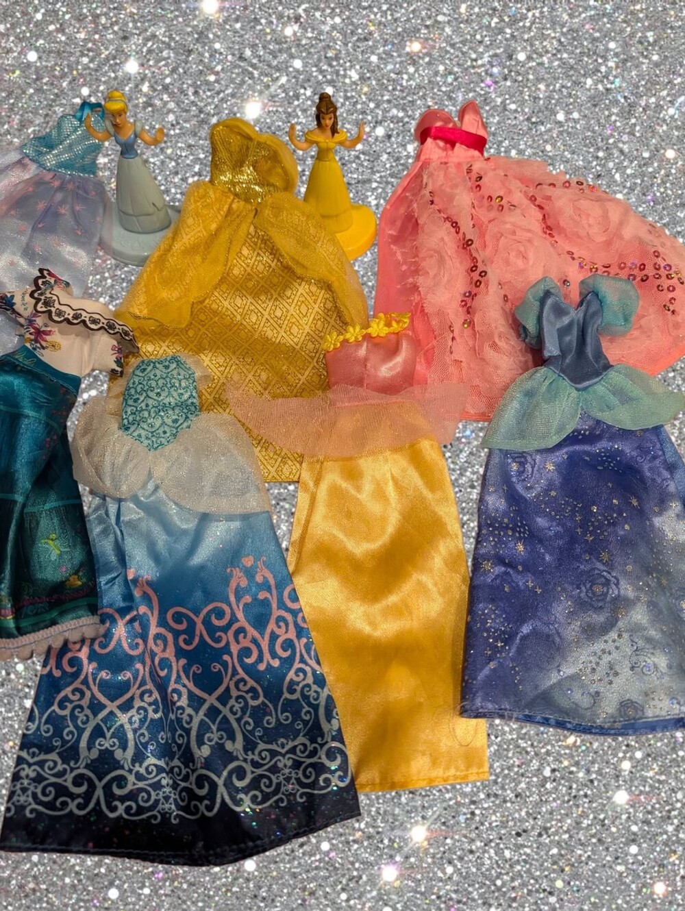 Princess Dress-Up Doll Clothes Set in Pink, Blue, Yellow